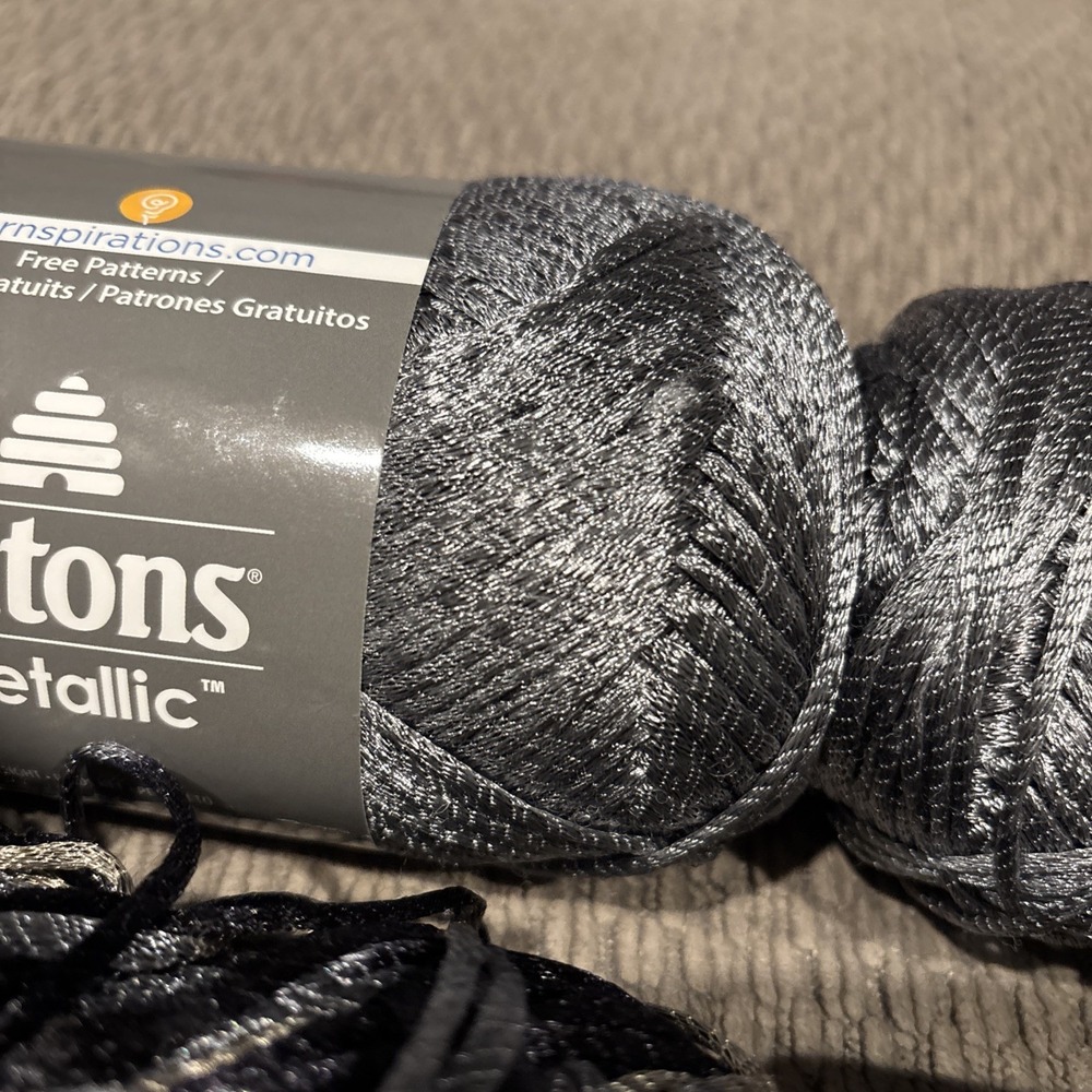 Patons Metallic Yarn - Pewter 95044 - Bundle of 4 (2 Full + 2 Partial)